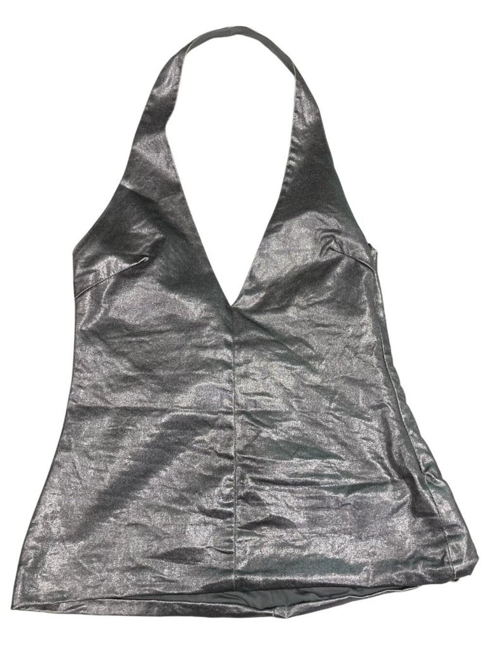 Zara Metallic Halter Top Size S Silver Backless Glam Indie Sleaze Feminine Shiny